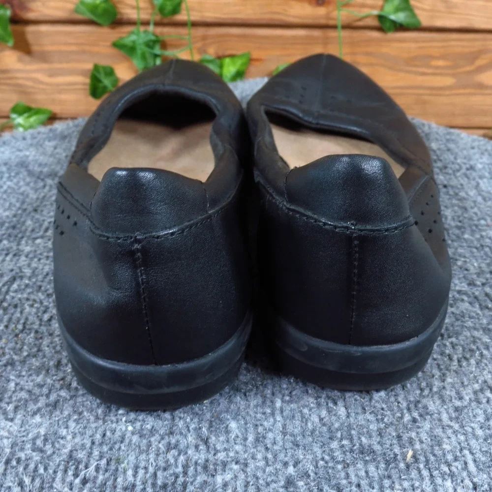 Clarks Collection Women Flat Size 12 Professional Work Comfort Black Leather